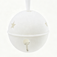 Ornement de Noël en plastique floqué de 100 mm |   Décoration suspendue en forme de cloche au toucher velours pour arbre de Noël
