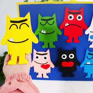 Ensemble de marionnettes en feutre Monstre émotionnel, livre <span class=keywords><strong>d</strong></span>'images, jouet de narration, jouet de couleur <span class=keywords><strong>d</strong></span>'humeur, jouet éducatif pour enfants - Product Image 1