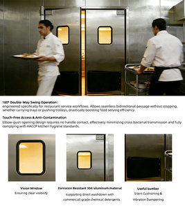 180 °   Porta a Battente in Alluminio Commerciale con Finestra in Vetro, Porta Automatica a Singola Anta per Ristoranti e Cucine - Product Image 3