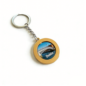 Porte-clés souvenir de vacances d'<span class=keywords><strong>Irlande</strong></span>, Dublin, avec cadre en métal doré et dôme en verre, motif harpe irlandaise et trèfle, <span class=keywords><strong>prix</strong></span> de gros - Product Image 4