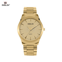Montre de luxe pour femme à quartz en acier inoxydable, bicolore or et argent, cadran soleil blanc, boîtier rond, aiguilles Dauphine, bracelet