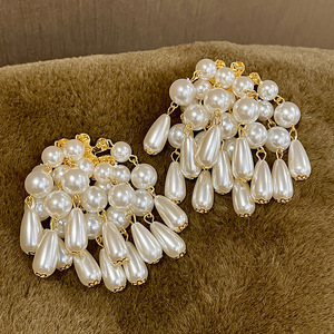 Pendientes de Araña Vintage con Perlas de Imitación Redondas Blancas y Borlas, Joyería de Fiesta para Mujer, Plata 925 - Product Image 3