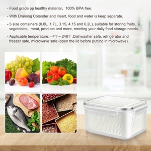 Tapa hermética, contenedores de almacenamiento de frutas y alimentos con cestas de drenaje, caja de almacenamiento para nevera, organizador de contenedores, juego de muestra gratis de cocina disponible - Product Image 3