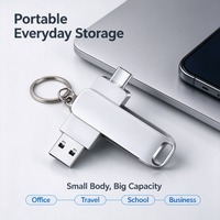 2in1 U Disk 128GB 64GB 32GB Antarmuka Tipe C Ponsel Pintar Komputer Transmisi Saling Portabel Otg USB Memory Pen Drive Logam