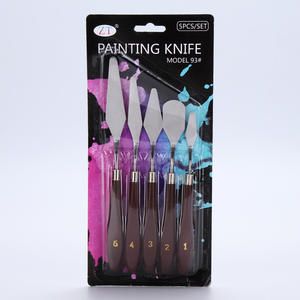 5 قطعة الخشب مقبض اللوحة طقم السكاكين ل وحة زيتية ، لوحة سكين ، اللوحة مكشطة للطلاب فن الرسم - Product Image 3