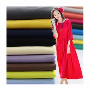 30S 120-130gsm 100% quay 100 Rayon đồng bằng challis Twill rắn nhuộm vải cho áo sơ mi và Rayon Áo sơ mi ăn mặc Vải