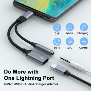Nylon Braid 2-Trong-1 USB-C 3.5Mm Jack <span class=keywords><strong>Adapter</strong></span> Âm Thanh Pd60W Phí Loại C Cho <span class=keywords><strong>iPhone</strong></span> 15 Samsung Các Thiết Bị Khác <span class=keywords><strong>Splitter</strong></span> Cho Loa - Product Image 3
