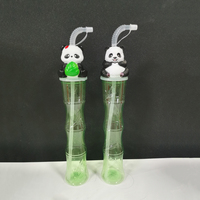 Vasos de Plástico con Forma de Panda, Lindos y Populares, con Tapa de Bambú - 500 ml, Antiderrames, para Bebidas Frías de Verano