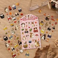 4 feuilles/paquet Autocollants en peluche à motifs de contes, autocollants pour cahier vierges, autocollants pour enfants, matériaux pour cahier en PET