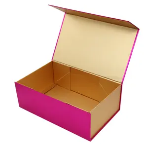 Logotipo personalizado plegable Sexy sujetador caja de embalaje Lencería magnética caja de regalo rosa fuerte ropa interior traje de baño ropa caja de papel para las mujeres