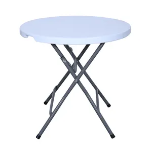 Simple Outdoor Round White Plastic Foldable Fold Up Folding Cocktail Table For Big Party Banquet Event Wedding Sale