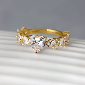 Bagues en Zircon Cubique en Forme de Cœur, Pierres Précieuses de Guérison, Vente Chaude en Gros d'Usine, Idéales pour Cadeau - Product Image 1