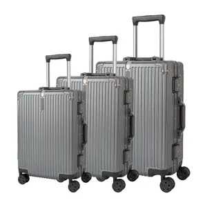 Hard Shell Aluminum Frame Suitcase for Travel Zipperless Luggage with Silent Spinner Wheels Trolley Case Luggage Sets