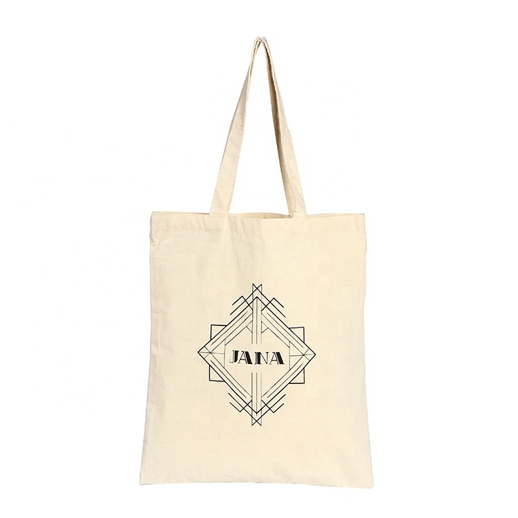 Custom logo standard size print 100% cotton canvas tote bag