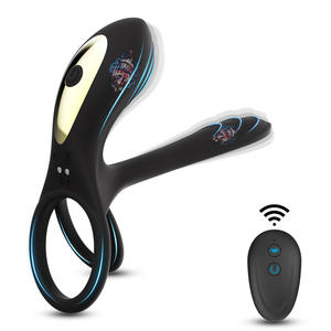 10 modalità di vibrazione telecomando senza fili anelli del <span class=keywords><strong>pene</strong></span> vibratore in Silicone <span class=keywords><strong>anello</strong></span> del rubinetto per coppia di uomini - Product Image 1