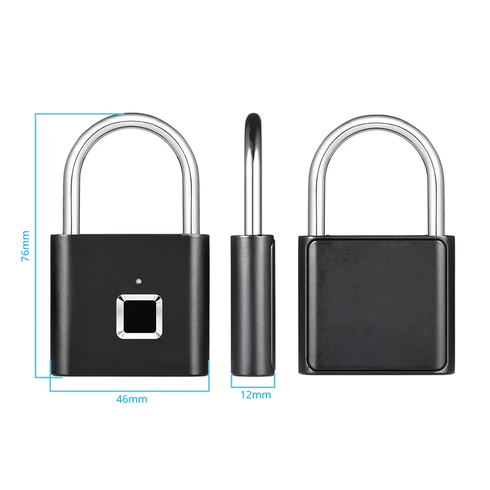 New KERUI Waterproof Portable USB Charging Zinc Alloy Metal Smart Fingerprint 0.1sec Security Lock Padlock