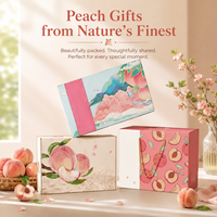 Boîte d'emballage ondulée personnalisée avec illustration de fruits en aquarelle, multi-styles, pour la vente au détail de fruits frais de marque (parfait pour les pêches)