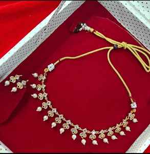 All New Indian Design Gold Colour Temple Necklace With Earrings for Women and Girls <b>handmade</b> bulk product - Product Image 1