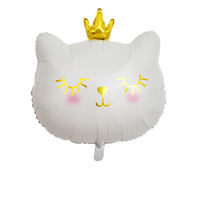 Ballons en aluminium tête de chat couronnée style dessin animé, mignons, noirs et roses, imperméables, style anime, décorations de fête, vente chaude
