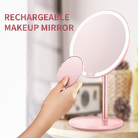 M5 Oem 2023 miroir de maquillage Portable humidificateur Led lumière miroir de bureau miroir grossissant 5X miroir rotatif à 90 degrés