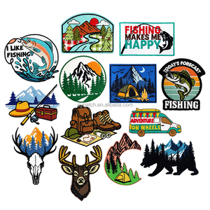 Parches Bordados Termoadhesivos de Aventura al Aire Libre, Pesca, Montaña, <span class=keywords><strong>Camping</strong></span>, Ciervo, Oso, Insignias para Coser en Sombreros, Chaquetas y Mochilas - Product Image 1