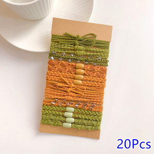 Mode bohême <span class=keywords><strong>cheveux</strong></span> cravates ensemble haute élastique porte-queue de cheval <span class=keywords><strong>pour</strong></span> les filles épais Long bandeau Fine bouclés élastique corde Bracelets - Product Image 6