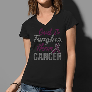 Transferencia de calor de diamantes de imitación de Dios es más resistente que el cáncer para camiseta - Product Image 2