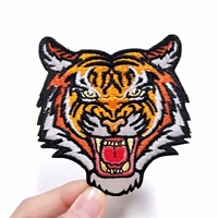 Patchs brodés thermocollants personnalisés Tigre Lion Léopard Loup, appliques en tissu écologiques pour chapeaux, casquettes, sacs, vêtements