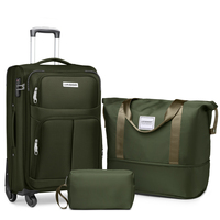 Valise en tissu de fabrication de luxe, grande capacité, 20 pouces, trolley, coque souple, légère, rouge, avec roulettes pivotantes pour voyage