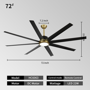 Bán buôn không thấm nước BLDC quạt trần với ánh sáng LED 8 ABS lưỡi điều khiển từ xa cho khách ăn uống ngoài trời Reversible DC động cơ - Product Image 5