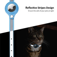Collier pour animaux de compagnie en PU de couleur unie avec support AirTag, traceur anti-perte, personnalisable, collier pour petits animaux de compagnie pour chiot, chaton, chats