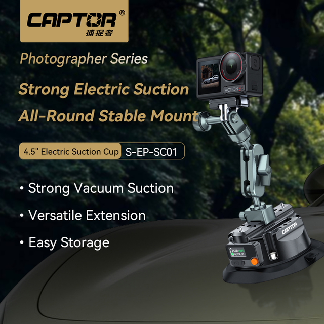 Electronic Suction Cup 3inch 45mm Vacuum Electric Sucker Photographic Camera Long Battery Life 1/4 3/8 Mount Tread for Car Roof