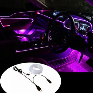 Auto Innen hands teuerung Umgebungs kalt licht RGB 1 IN 1 Armaturen brett Atmosphäre Glasfaser lampe LED-Streifen Dekorativer Neon EL-Draht