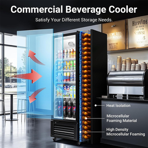 Refrigerador Vertical con Puerta de Vidrio para Bebidas de Tienda de Conveniencia, Sin Escarcha, Enfriamiento Directo por Ventilador, Enfriador de Cerveza y Bebidas - Product Image 4