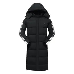 Winter fleece 11 zones heating down cotton jacket custom heating long coat intelligent heated windbreaker jacket for wholesale