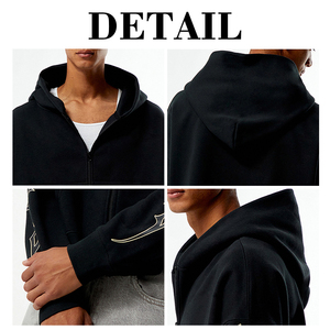 เสื้อฮู้ดซิปทรงบ็อกซี่สำหรับผู้ชาย KingSen OEM รุ่นโอเวอร์ไซส์ สไตล์ Y2K สตรีทแวร์ พิมพ์ลายกราฟิก ผ้าฝ้ายฟลีซหนานุ่ม - Product Image 6