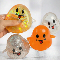 Grand jouet anti-stress en silicone, simulé en forme de boulette vapeur, avec visage à paillettes et expression, à rebond rapide