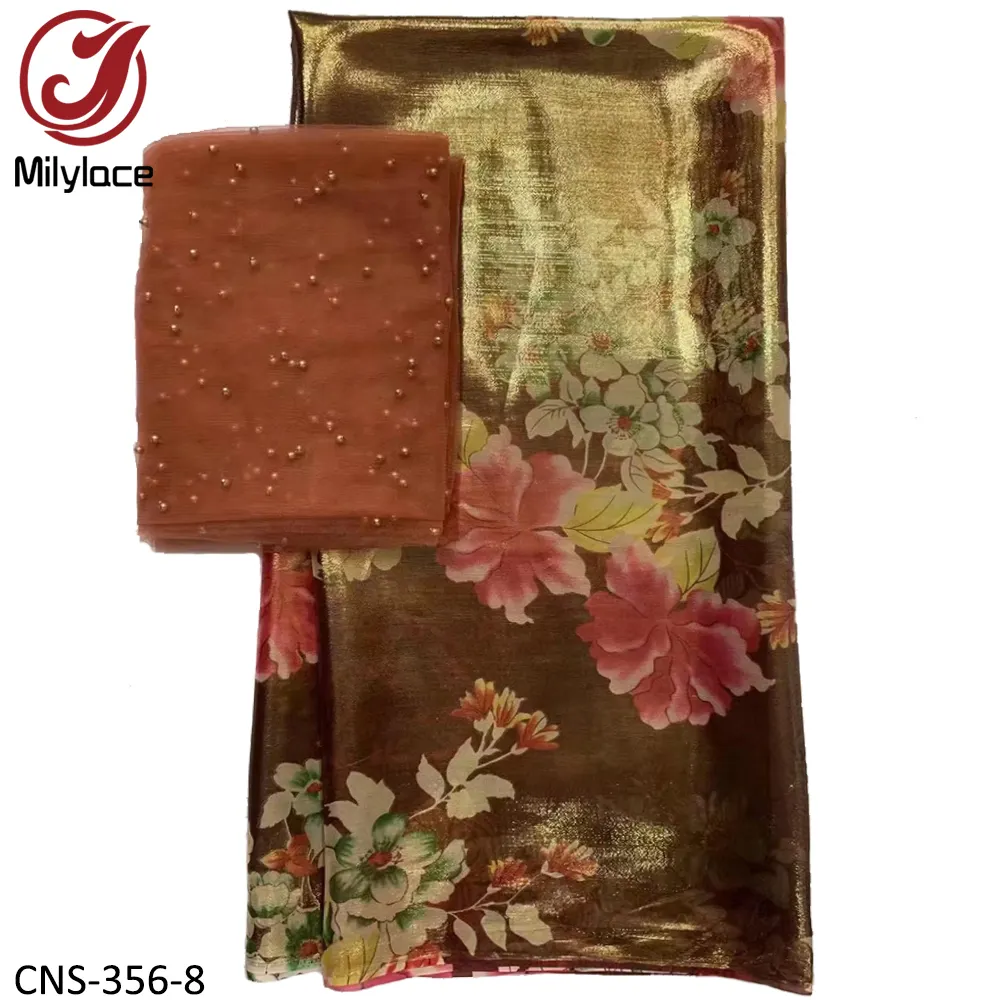 New Arrival Flower Real Silk Fabric Gold Embroidery Raw Silk Sarees Fabric