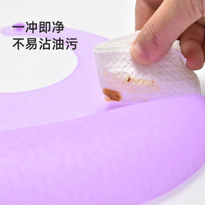 Bavoir pour bébé Yoyo, en silicone imperméable, type arc, violet, 0-12 mois, accessoire d'alimentation pour enfant - Product Image 2