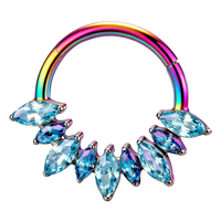 Anneau de septum, piercing segmenté pour le nez, boucle d'oreille, piercing hélix, anneau daith en titane zircon ASTM F136 - Bijoux de piercing corporel raffinés pour mariage