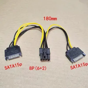 SATA Dual 15Pin M zu Grafikkarte PCI-e PCIE 8 (6 2) Pin F Grafikkarte Netzteil kabel 8-polig zu Sata Y Splitter Adapter 18AWG