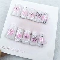 Uñas artificiales forma de uñas de almendra forma de uñas de pico de pato degradado Rosa fábrica de alta calidad al por mayor.