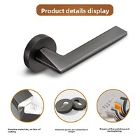 Ensemble de serrures de porte silencieuses de style minimaliste moderne pour portes en bois d'intérieur, poignée en alliage de zinc noir, options de serrures mécaniques/magnétiques