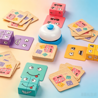 Bloques de Construcción de Cubos que Cambian de Expresión Facial para Niños, Juguete de Madera para Combinar Emociones y Jugar a la Batalla