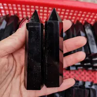 Penjualan Massal Tongkat Kristal Kuarsa Hitam Dipoles Titik Kristal Obsidian