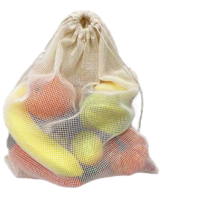 Eco-Friendly Cotton Letter Punch Style <b>Drawstring</b> <b>Bag</b> Bundle Pocket Custom Logo Mesh Fruit <b>Bag</b> Daily Shopping Canvas - Product Image 1