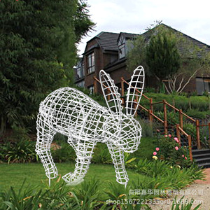 Stainless Steel Wrought Iron Rabbit Sculpture Outdoor Garden Decoration Animal Wire Mesh Figure Floor Mount <b>Easter</b> <b>Ornament</b> - Product Image 3