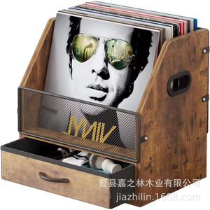 Wooden Vinyl <b>Record</b> <b>Rack</b> With Drawer Storage Desktop Organizer For Living Room Music Collection Display - Product Image 5