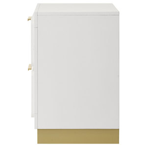 Sophia <b>White</b> 2-drawer Nightstand Modern <b>Bedside</b> Storage <b>Cabinet</b> with Gold Accents for Bedroom - Product Image 6
