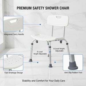 Hengheyue Shower <b>Stool</b> <b>Height</b> <b>Adjustable</b> Non Slip Bath Seat For Seniors And Pregnant Women - Product Image 2